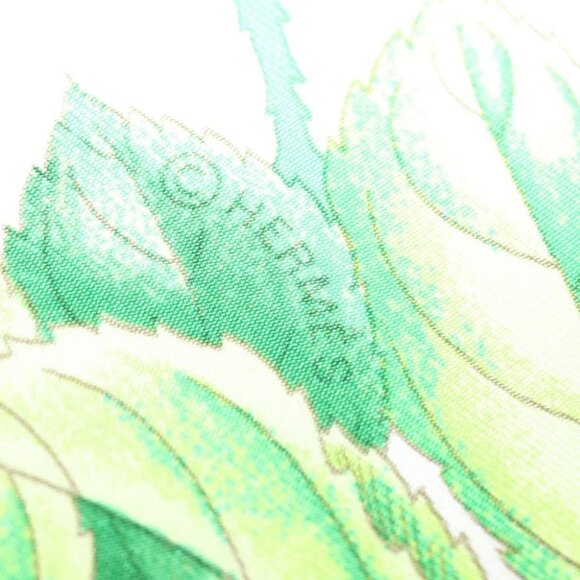 HERMES Carre 90 Scarf ""Les merises"" Silk Green Auth 135497 - Picture 13 of 14